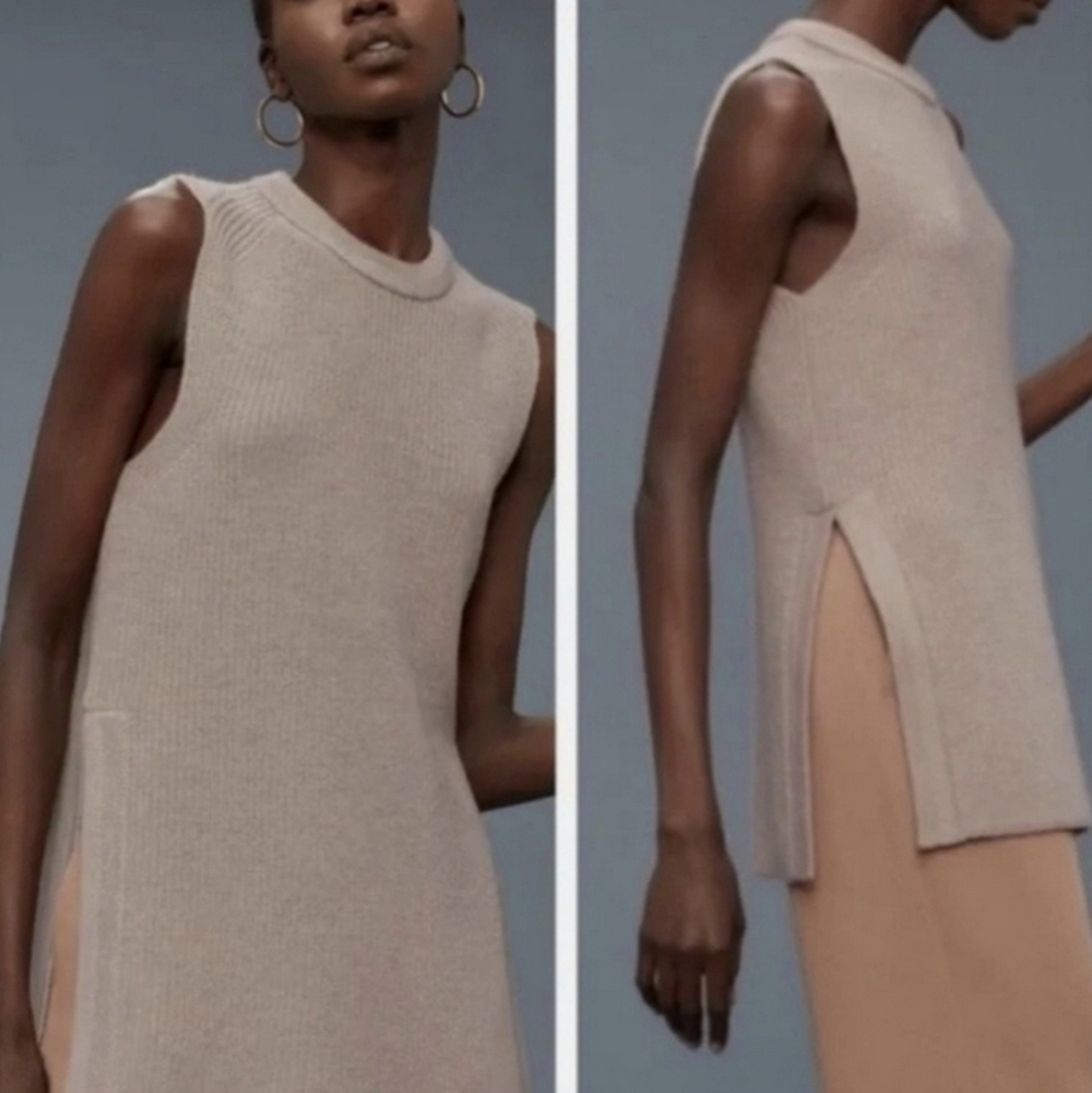 Wilfred Aritzia Pink Knit Sleeveless Tunic Sweater